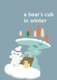 a bear's cub in winter