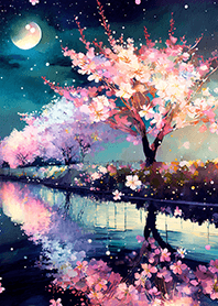 Beautiful night cherry blossoms#907