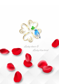 運気上昇♥幸運のクローバーと青い鳥 薔薇