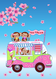 猿の笑顔 - 桜のアイスクリーム
