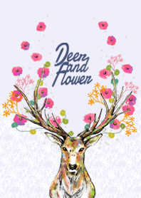 Deer and Flower .Purple