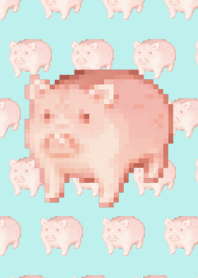 Pig Pattern Theme Pixel Green09