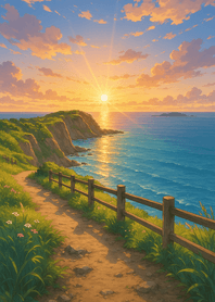 Sunset Path Above Ocean Bluffs