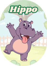 まるくてぽっちゃりしたカバ（白黒 02）