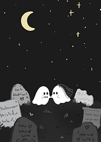 Cute little ghost couple, Halloween