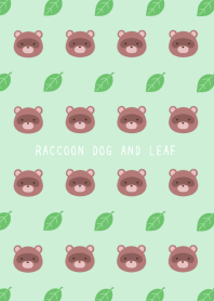 RACCOON DOG AND LEAF/LIGHT MINT GREEN