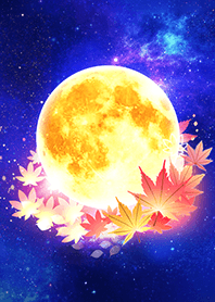 Full Moon and Autumn Leaves