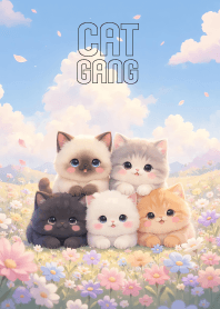 Lovely Cat Group In Flower