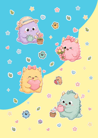 Cute monster Yellow&Blue.w