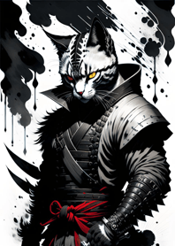 Ink wash cat samurai 17C4Ce