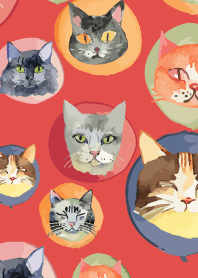 holiday cats4 on red