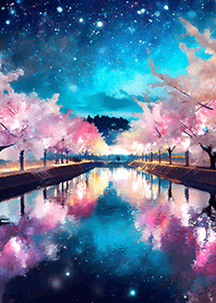 Beautiful night cherry blossoms#711