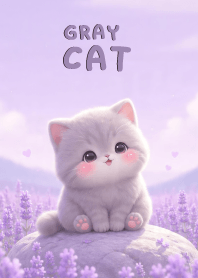 Pretty Gray Cat In Lavender