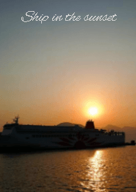 Ship in the sunset.