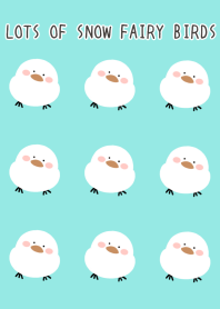 LOTS OF SNOW FAIRY BIRDS-BLUE GREEN