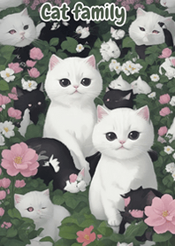 family of mustache cats