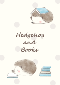 Hedgehog and Book -blue- 2 dot