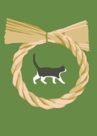 a theme of a taxede cat at a shrine