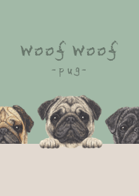 Woof Woof - Pug - DUSTY GREEN