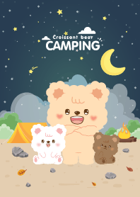 Croissant Bear Camping Night Star