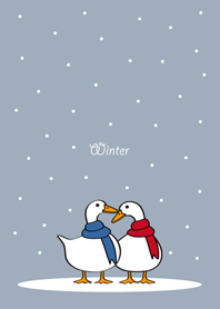 winter, wear warm ducks!(Morandi blue)