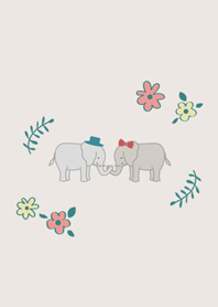 情侶大象花朵