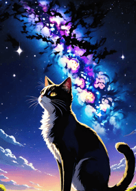Night Moon Star Cat A72b53