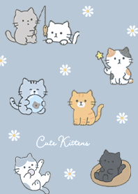 blue Kitten and Daisy Flower 03_2