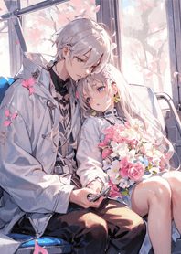 幸褔列車上情侶