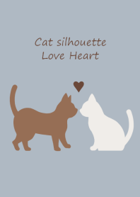 Cat silhouette Love Heart Blue