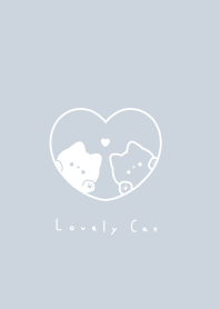 Pair Cats in Heart(line)/gray blue.*