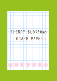 CHERRY BLOSSOMS GRAPH PAPER-LEAF GREEN