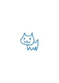 お絵描き <猫> ホワイト&ブルー