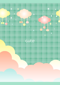 雲とかわいいもの 青緑