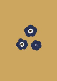 Dull yellow and navy flowers.