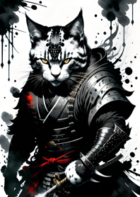 Ink wash cat samurai BA7A0C