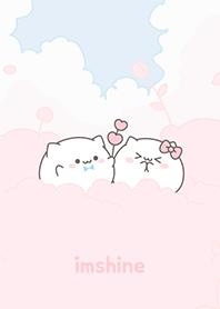 คู่แมวน่ารักกับต้นไม้สีชมพู