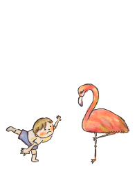 One leg stands game with me and flamingo