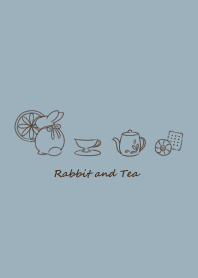 Rabbit and Tea -blue gray-