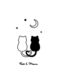 ネコと月。白と黒。