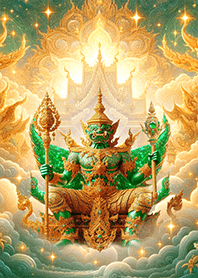 ท้าวเวสสุวรรณกายเขียว ประทับนั่ง