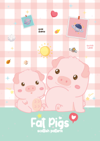 หมูอ้วน ลายสก๊อต สีเขียว