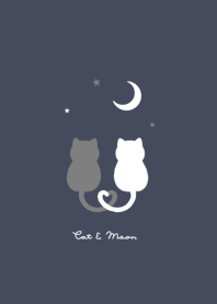ネコと月。ネイビーと黒