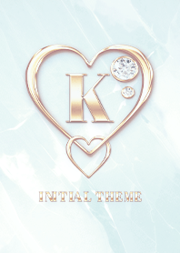 【 K 】 Heart Charm & Initial - Blue 2