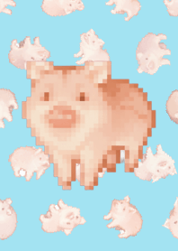 ブタ ランダムのドット絵Blue 03