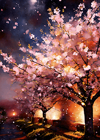 Beautiful night cherry blossoms#1475