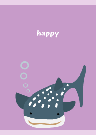 happy whale shark on light purple