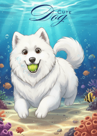 Underwater Samoyed Puppy