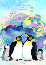 オーロラとペンギン