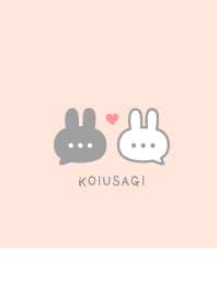 Pair Rabbet&Heart / White&Peach Pink